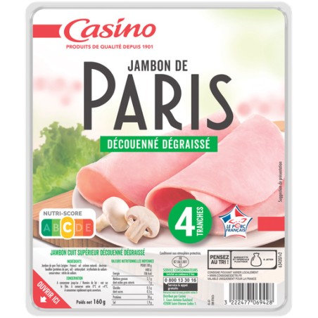 CASINO Jambon de Paris supérieur - 4 tranches - 160g